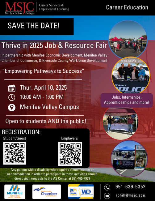 MSJC Job & Resource Fair Riverside County Workforce Development